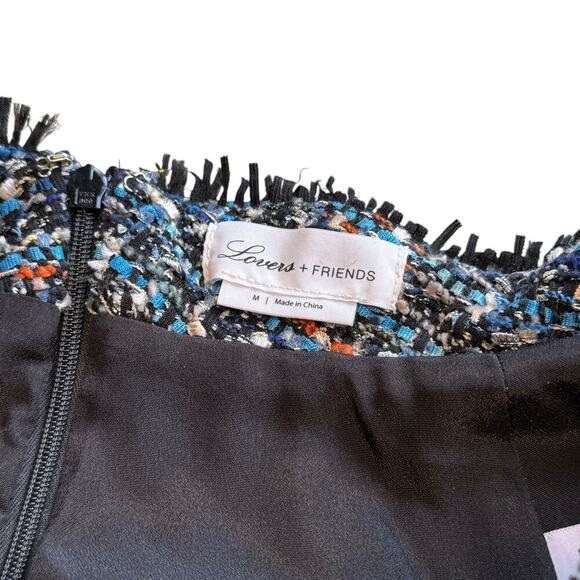Lovers + Friends Aiden Blue Multi Tweed Belted Mini Skirt Medium - Picture 9 of 15